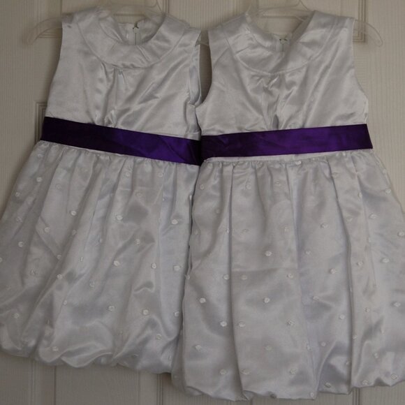 Bundle of 2 NEW Handmade Flower Girl White Satin Dresses, Sizes 4T-6T - Picture 3 of 7